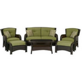 Strathmere 6-Piece Wicker Patio Set - Cilantro Green